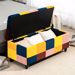 HOMCOM 114 x 47 x 47cm Velvet Storage Ottoman, Button-tufted Footstool - Additional view 7