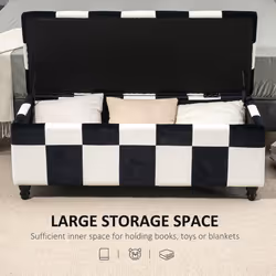 HOMCOM 114 x 47 x 47cm Velvet Storage Ottoman, Button-tufted Footstool Box
