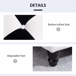 HOMCOM 114 x 47 x 47cm Velvet Storage Ottoman, Button-tufted Footstool Box - Additional view 4