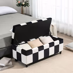 HOMCOM 114 x 47 x 47cm Velvet Storage Ottoman, Button-tufted Footstool Box - Additional view 6