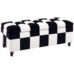 HOMCOM 114 x 47 x 47cm Velvet Storage Ottoman, Button-tufted Footstool Box - Additional view 8