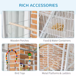 PawHut 3 Tier Bird Cage W/ Stand Toy, for Canary Finch Cockatiel Parakeet Budgie