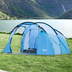 Outsunny 3 Man 2 Room Tent Camping Tent With Living Area Air Vents Blue