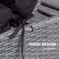 Outsunny Set of 2 Lounger Cushions Deep Seat Patio Cushions with Ties Black - Additional view 7