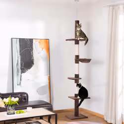 PawHut Floor to Ceiling Cat Tree for Indoor Cats 5-Tier Kitty Tower Brown