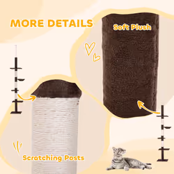 PawHut Floor to Ceiling Cat Tree for Indoor Cats 5-Tier Kitty Tower Brown - Additional view 4