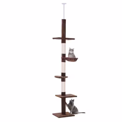 PawHut Floor to Ceiling Cat Tree for Indoor Cats 5-Tier Kitty Tower Brown - Additional view 8