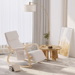 HOMCOM Rocking Chair Recliner Armchair Adjustable Footrest Cream White