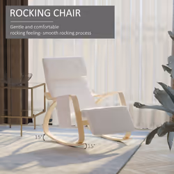 HOMCOM Rocking Chair Recliner Armchair Adjustable Footrest Cream White