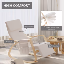 HOMCOM Rocking Chair Recliner Armchair Adjustable Footrest Cream White - Additional view 4