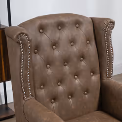 HOMCOM Chesterfield-style Wing Back Armchair Tufted Accent Chair Brown - Additional view 6
