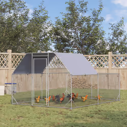 PawHut Chicken Run W/ Roof, Walk In Chicken Coop for 10-12 Chickens, Hen House