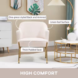HOMCOM Fabric Armchair Accent Chair w/ Metal Legs for Living Room Bedroom White