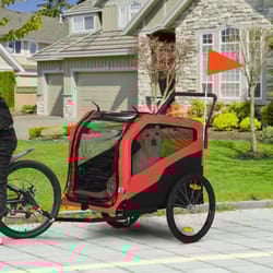 PawHut 2 in 1 Dog Bike Trailer Pet Stroller for Large Dogs W/ Hitch - Red