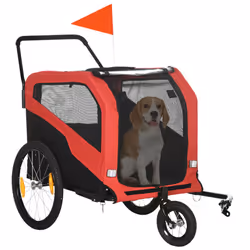 PawHut 2 in 1 Dog Bike Trailer Pet Stroller for Large Dogs W/ Hitch - Red - Additional view 8