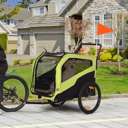 PawHut 2 in 1 Dog Bike Trailer Pet Stroller for Large Dogs W/ Hitch - Green