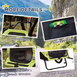 PawHut 2 in 1 Dog Bike Trailer Pet Stroller for Large Dogs W/ Hitch - Green - Additional view 4
