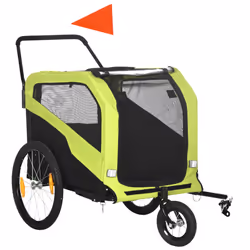 PawHut 2 in 1 Dog Bike Trailer Pet Stroller for Large Dogs W/ Hitch - Green - Additional view 5