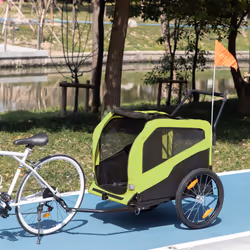 PawHut 2 in 1 Dog Bike Trailer Pet Stroller for Large Dogs W/ Hitch - Green - Additional view 8