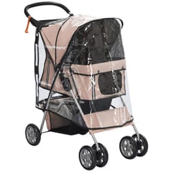 PawHut Dog Stroller W/ Rain Cover, Foldable Pet Pram for S, XS Dogs, Brown