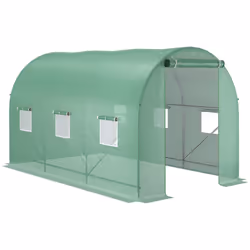 Outsunny 3.5 x 2m Walk-In Polytunnel Greenhouse with Roll Up Door Windows Green - Additional view 8