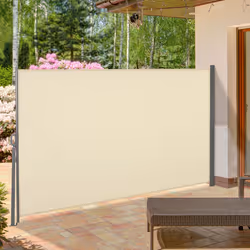 Outsunny 3x1.6M Retractable Side Awning Screen Fence Patio Privacy Divider Cream