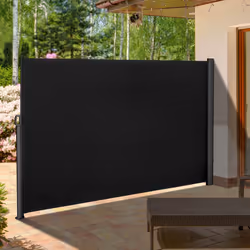 Outsunny 3x1.8M Retractable Side Awning Screen Fence Patio Privacy Divider Black