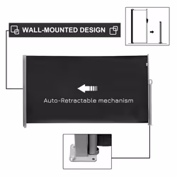 Outsunny 3x1.8M Retractable Side Awning Screen Fence Patio Privacy Divider Black