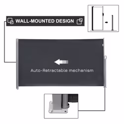 Outsunny 3x1.8M Retractable Side Awning Screen Fence Patio Privacy Divider Grey