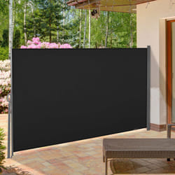 Outsunny 3x1.6M Retractable Side Awning Screen Fence Patio Privacy Divider Black
