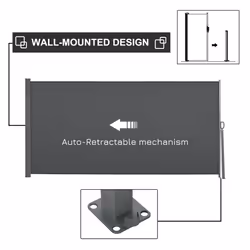 Outsunny 3x1.6M Retractable Side Awning Screen Fence Patio Privacy Divider Grey