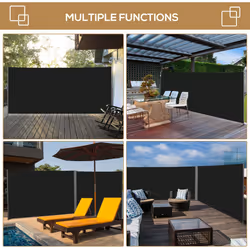 Outsunny 3x2M Retractable Side Awning Screen Fence Patio Privacy Divider Black - Additional view 5