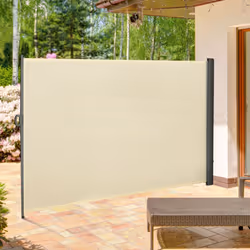 Outsunny 3x2M Retractable Side Awning Screen Fence Patio Privacy Divider Cream