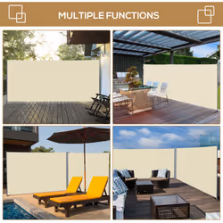 Outsunny 3x2M Retractable Side Awning Screen Fence Patio Privacy Divider Cream - Additional view 6