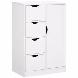 HOMCOM Freestanding Bathroom Cabinet with 4 Drawers and Door Cupboard White - Additional view 8