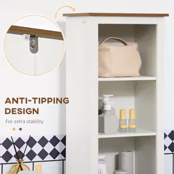 kleankin Tall Bathroom Cabinet Storage Cupboard with Door, Adjustable Shelves - Additional view 5