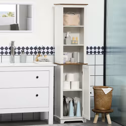 kleankin Tall Bathroom Cabinet Storage Cupboard with Door, Adjustable Shelves - Additional view 6