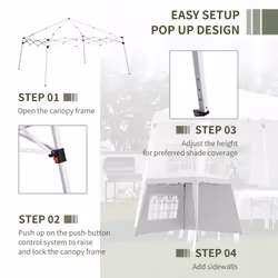 Outsunny 2.4 x 2.4m UV50+ Pop Up Gazebo Canopy Tent with Carry Bag, White