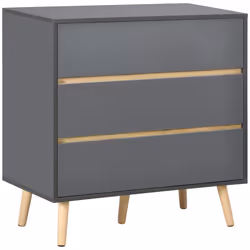 HOMCOM Chest of Drawers, 3 Drawer Storage Cabinet Organiser Bedroom Dark Grey
