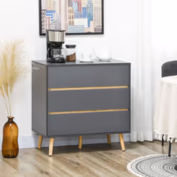 HOMCOM Chest of Drawers, 3 Drawer Storage Cabinet Organiser Bedroom Dark Grey