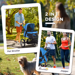 PawHut 3 Wheel Pet Stroller, for Medium Small Dogs, Foldable Cat Pram - Blue