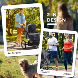 PawHut 3 Wheel Pet Stroller, for Medium Small Dogs, Foldable Cat Pram - Grey
