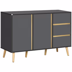 HOMCOM Sideboard Kitchen Cupboard w/ Adjustable Shelves, Double Doors Dark Grey - Additional view 8