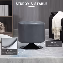 HOMCOM 360 Swivel Foot Stool PU Footstool with Thick Padding, Grey - Additional view 4