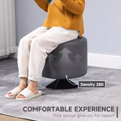 HOMCOM 360 Swivel Foot Stool PU Footstool with Thick Padding, Grey - Additional view 5