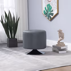 HOMCOM 360 Swivel Foot Stool PU Footstool with Thick Padding, Grey - Additional view 6