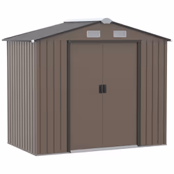 Outsunny Garden Shed Storage Unit w/ Locking Door Foundation Vent Brown