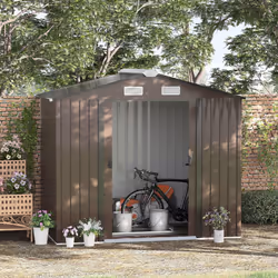 Outsunny Garden Shed Storage Unit w/ Locking Door Foundation Vent Brown