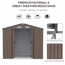 Outsunny Garden Shed Storage Unit w/ Locking Door Foundation Vent Brown
