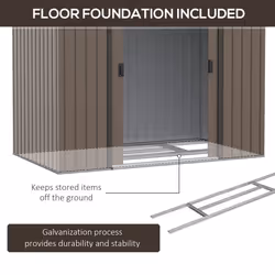 Outsunny Garden Shed Storage Unit w/ Locking Door Foundation Vent Brown - Additional view 5